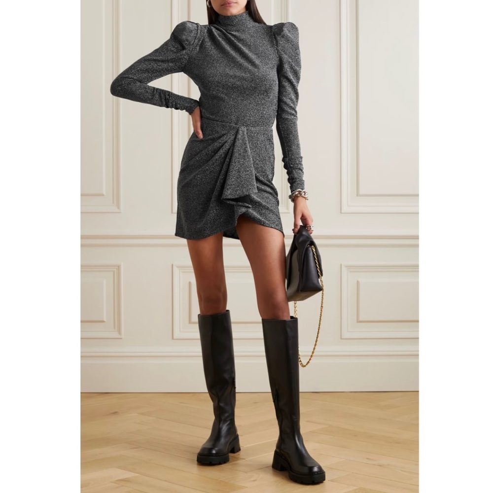 ISABEL MARANT ETOILE SILVER METALLIC MINI SKIRT - Picture 11 of 12